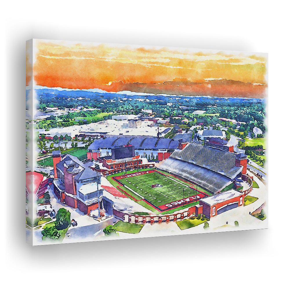 Liberty Flames, Williams Painting Stadium Watercolor, Sport Art, Gifts for him, Canvas Print Wall Art