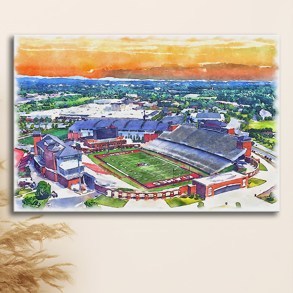Liberty Flames, Williams Painting Stadium Watercolor, Sport Art, Gifts for him, Canvas Print Wall Art