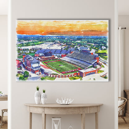 Liberty Flames, Williams Painting Stadium Watercolor, Sport Art, Gifts for him, Canvas Print Wall Art