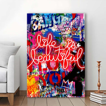 Life Is Beautiful Mixed Media, Canvas Print, Luxury Wall Art Decor, Modern Art