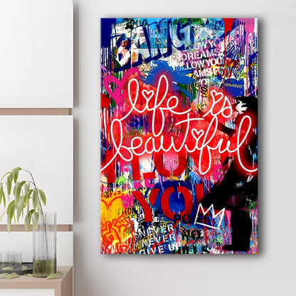 Life Is Beautiful Mixed Media, Canvas Print, Luxury Wall Art Decor, Modern Art