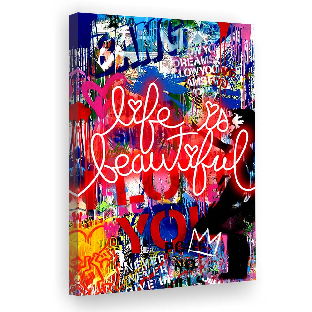 Life Is Beautiful Mixed Media, Canvas Print, Luxury Wall Art Decor, Modern Art