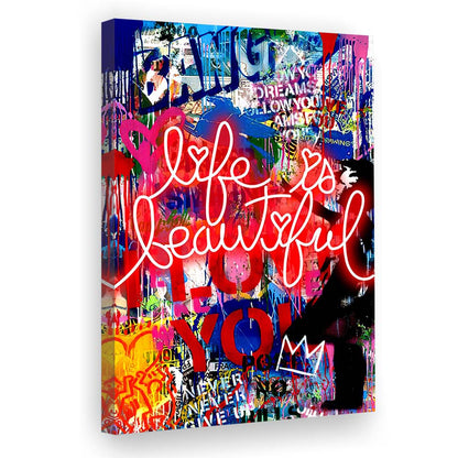 Life Is Beautiful Mixed Media, Canvas Print, Luxury Wall Art Decor, Modern Art