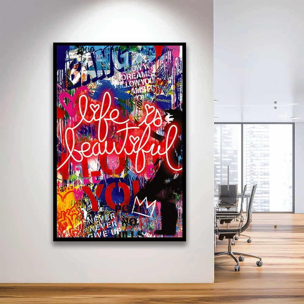 Life Is Beautiful Mixed Media, Framed Art Print, Picture Framed Wall Art Decor