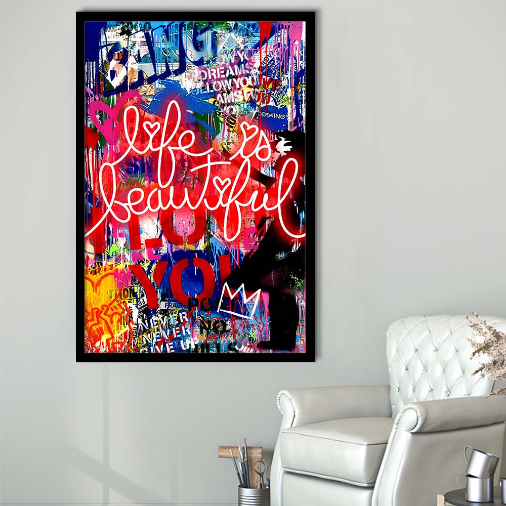 Life Is Beautiful Mixed Media, Framed Art Print, Picture Framed Wall Art Decor