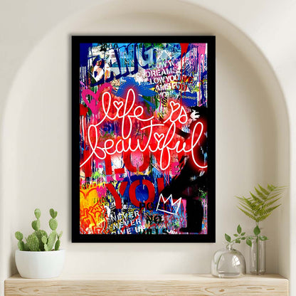 Life Is Beautiful Mixed Media, Framed Art Print, Picture Framed Wall Art Decor