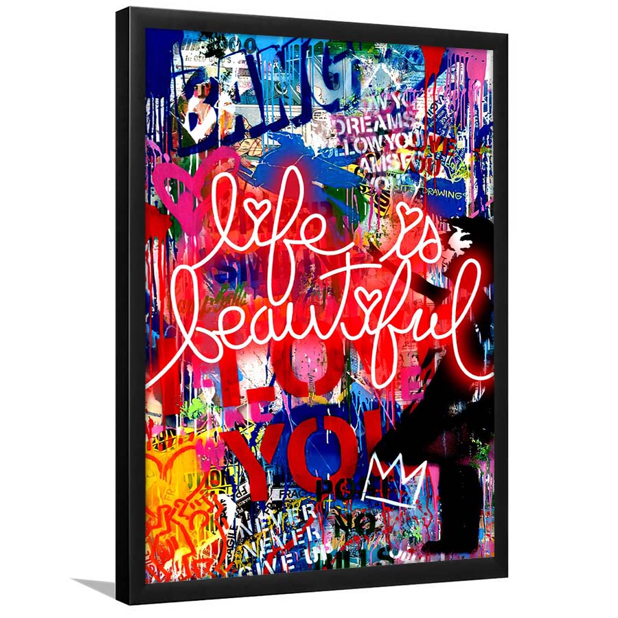 Life Is Beautiful Mixed Media, Framed Art Print, Picture Framed Wall Art Decor