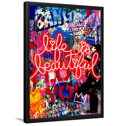 Life Is Beautiful Mixed Media, Framed Art Print, Picture Framed Wall Art Decor