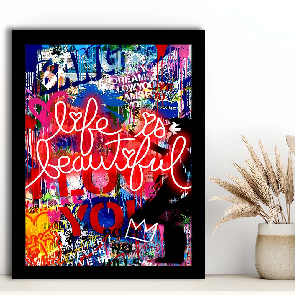 Life Is Beautiful Mixed Media, Framed Art Print, Picture Framed Wall Art Decor