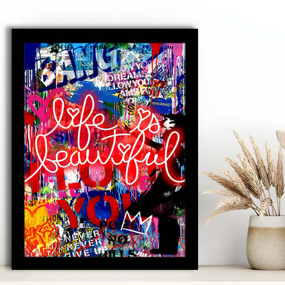 Life Is Beautiful Mixed Media, Framed Art Print, Picture Framed Wall Art Decor