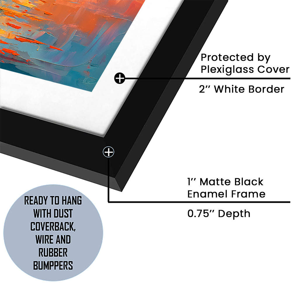 Lighthouse In The Sunset Painting, Framed Picture Print, Framed Art Prints White Border Wall Decor