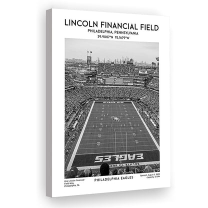 Lincoln Financial Field Stadium Black And White, Philadelphia Football Stadium Art, Canvas Prints Wall Art, Man Cave Decor