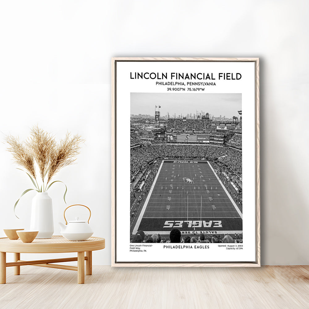 Lincoln Financial Field Stadium Black And White, Philadelphia Football Stadium Wall Art, Framed Canvas Prints Wall Art