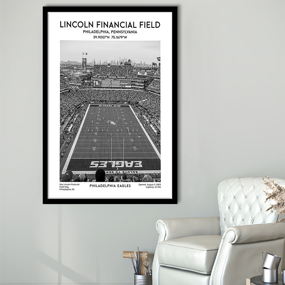 Lincoln Financial Field Stadium Black And White, Philadelphia Eagles Football Stadium Wall Art, Framed Art Prints Wall Decor