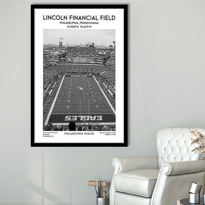Lincoln Financial Field Stadium Black And White, Philadelphia Eagles Football Stadium Wall Art, Framed Art Prints Wall Decor