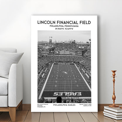 Lincoln Financial Field Stadium Black And White, Philadelphia Football Stadium Art, Canvas Prints Wall Art, Man Cave Decor