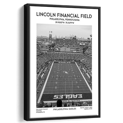 Lincoln Financial Field Stadium Black And White, Philadelphia Football Stadium Wall Art, Framed Canvas Prints Wall Art