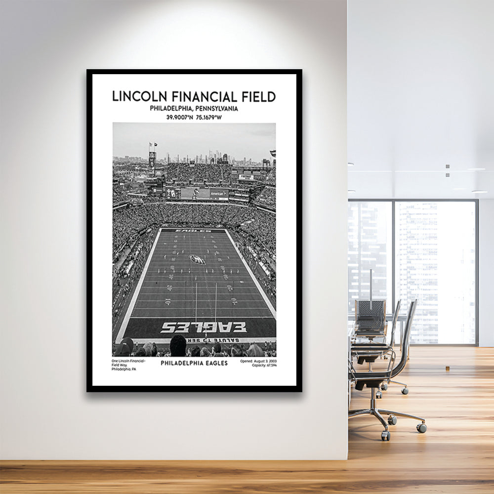 Lincoln Financial Field Stadium Black And White, Philadelphia Eagles Football Stadium Wall Art, Framed Art Prints Wall Decor