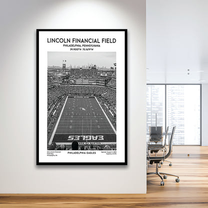 Lincoln Financial Field Stadium Black And White, Philadelphia Eagles Football Stadium Wall Art, Framed Art Prints Wall Decor