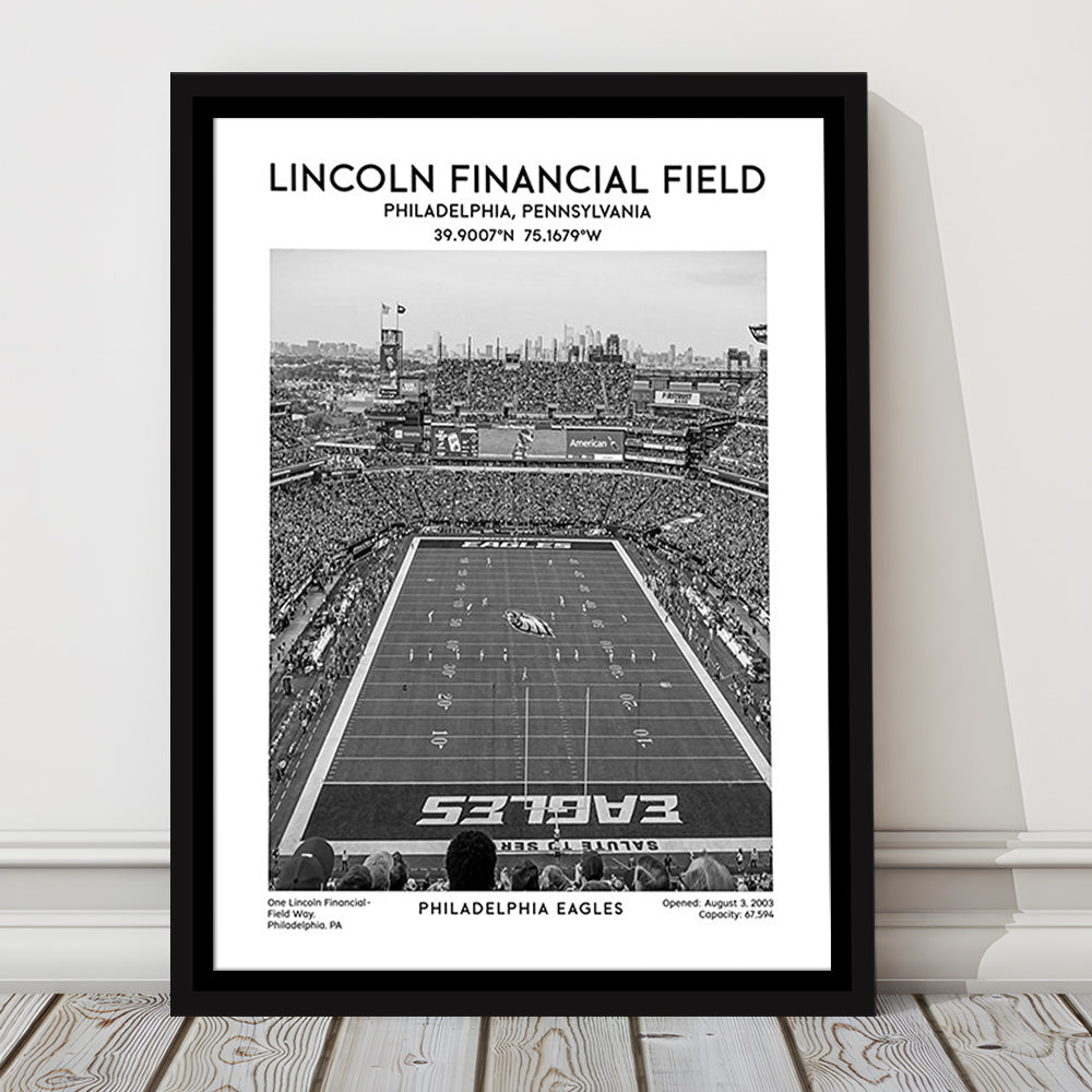 Lincoln Financial Field Stadium Black And White, Philadelphia Football Stadium Wall Art, Framed Canvas Prints Wall Art