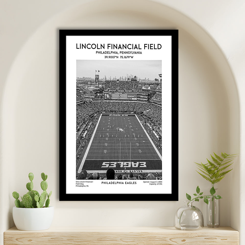Lincoln Financial Field Stadium Black And White, Philadelphia Eagles Football Stadium Wall Art, Framed Art Prints Wall Decor