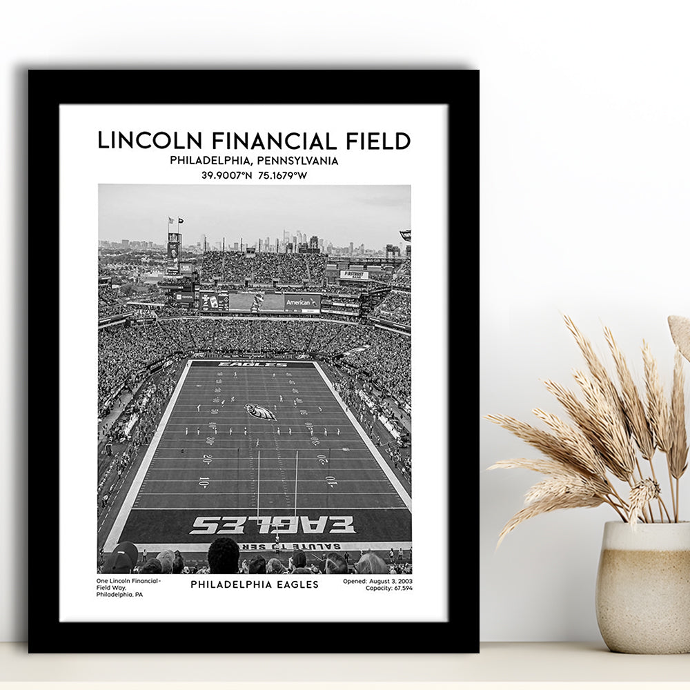 Lincoln Financial Field Stadium Black And White, Philadelphia Eagles Football Stadium Wall Art, Framed Art Prints Wall Decor