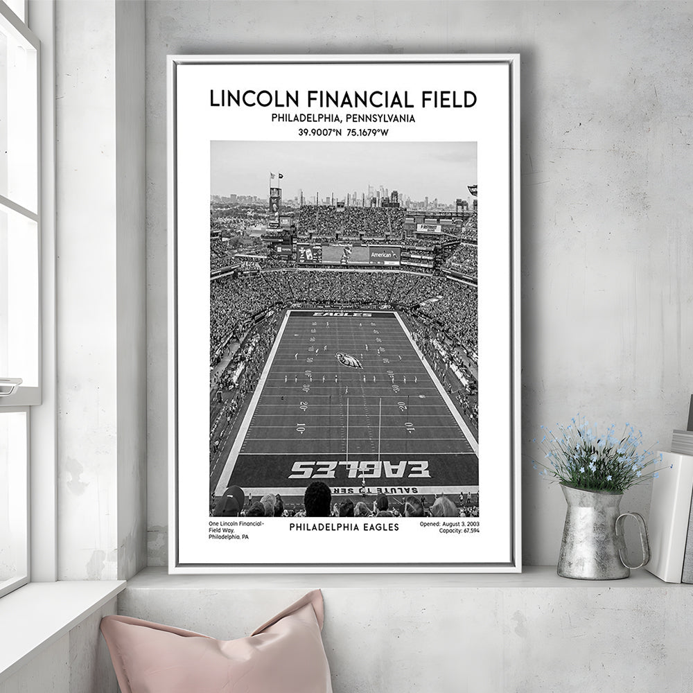 Lincoln Financial Field Stadium Black And White, Philadelphia Football Stadium Wall Art, Framed Canvas Prints Wall Art