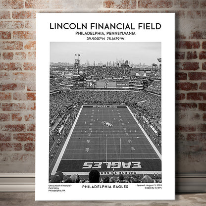 Lincoln Financial Field Stadium Black And White, Philadelphia Football Stadium Art, Canvas Prints Wall Art, Man Cave Decor