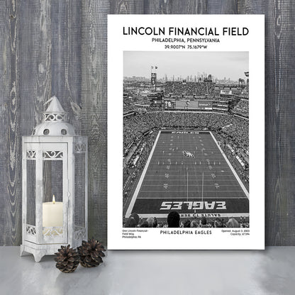 Lincoln Financial Field Stadium Black And White, Philadelphia Football Stadium Art, Canvas Prints Wall Art, Man Cave Decor