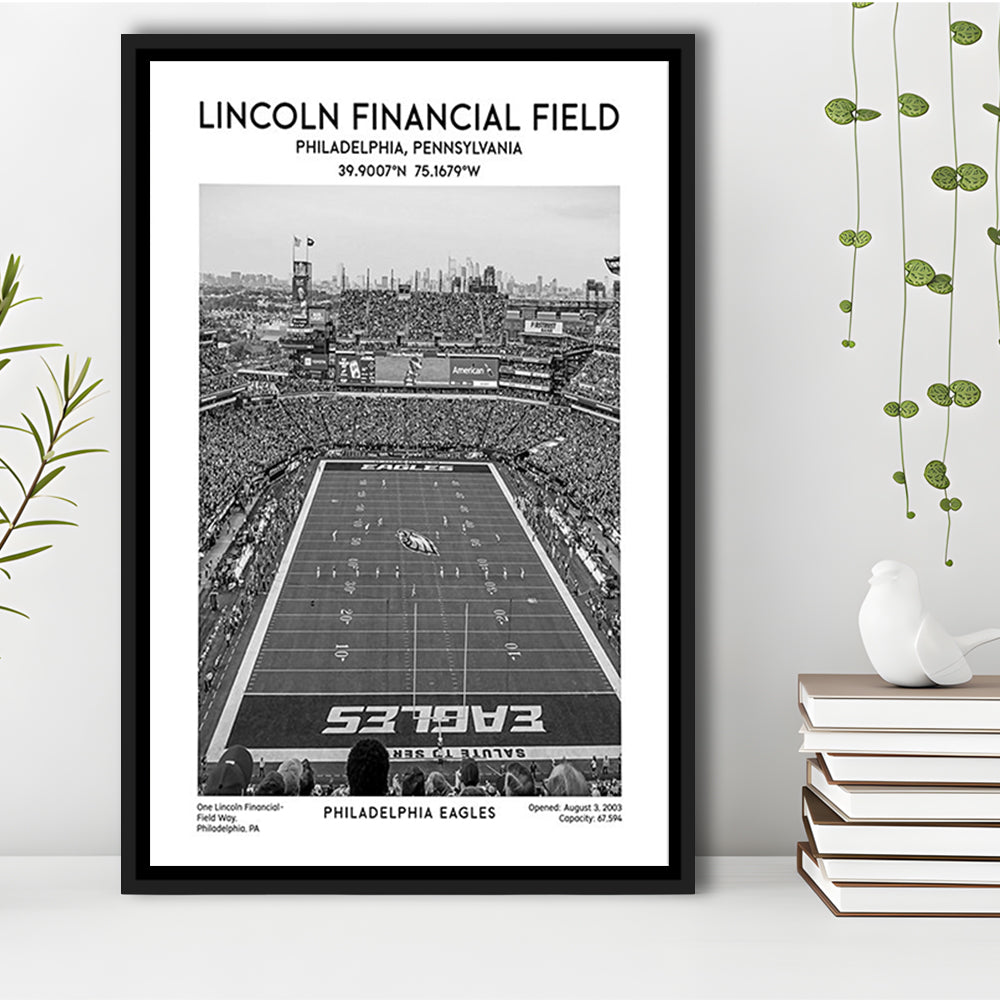Lincoln Financial Field Stadium Black And White, Philadelphia Football Stadium Wall Art, Framed Canvas Prints Wall Art