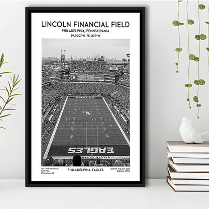 Lincoln Financial Field Stadium Black And White, Philadelphia Football Stadium Wall Art, Framed Canvas Prints Wall Art
