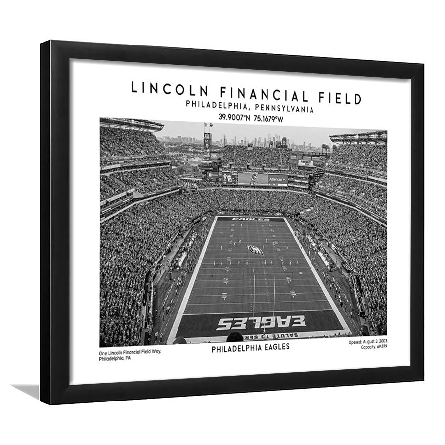 Lincoln Financial Field Stadium Black And White, Philadelphia Football Stadium Print, Framed Art Print Wall Decor