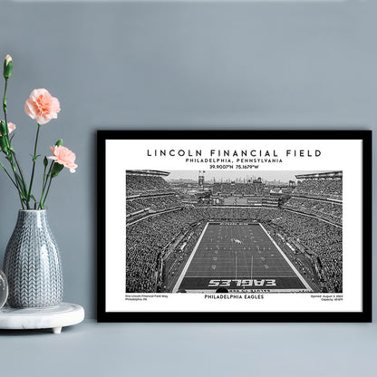Lincoln Financial Field Stadium Black And White, Philadelphia Football Stadium Print, Framed Art Print Wall Decor