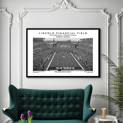Lincoln Financial Field Stadium Black And White, Philadelphia Football Stadium Print, Framed Art Print Wall Decor