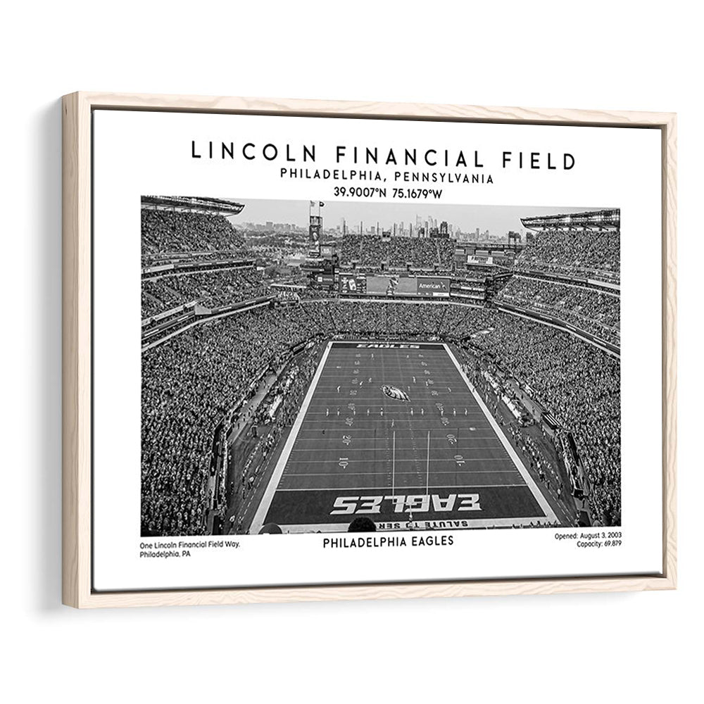 Lincoln Financial Field Stadium Black And White, Philadelphia Football Stadium Print, Framed Canvas Print Wall Art