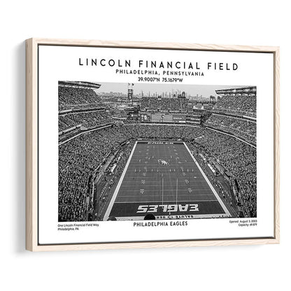 Lincoln Financial Field Stadium Black And White, Philadelphia Football Stadium Print, Framed Canvas Print Wall Art