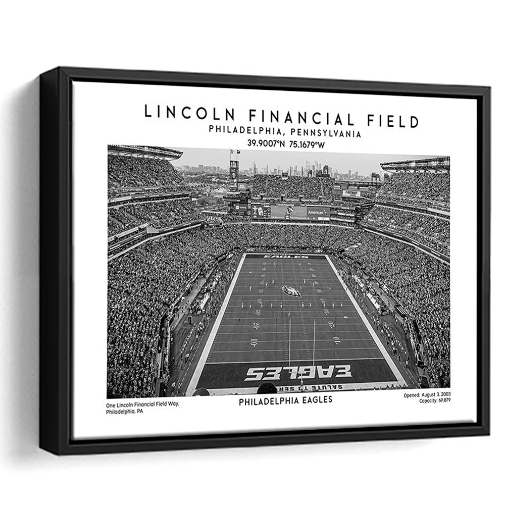 Lincoln Financial Field Stadium Black And White, Philadelphia Football Stadium Print, Framed Canvas Print Wall Art