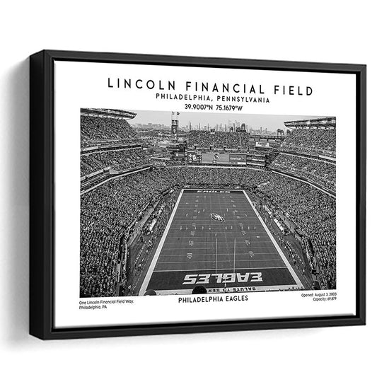 Lincoln Financial Field Stadium Black And White, Philadelphia Football Stadium Print, Framed Canvas Print Wall Art