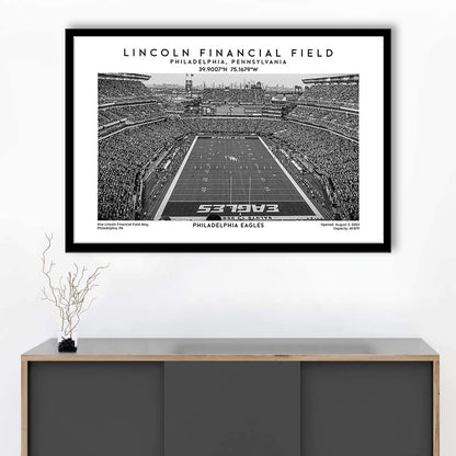 Lincoln Financial Field Stadium Black And White, Philadelphia Football Stadium Print, Framed Art Print Wall Decor