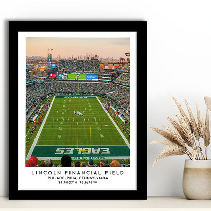 Lincoln Financial Field, Philadelphia Eagles Wall Art Print, Sport Art Print, Framed Art Prints Wall Decor
