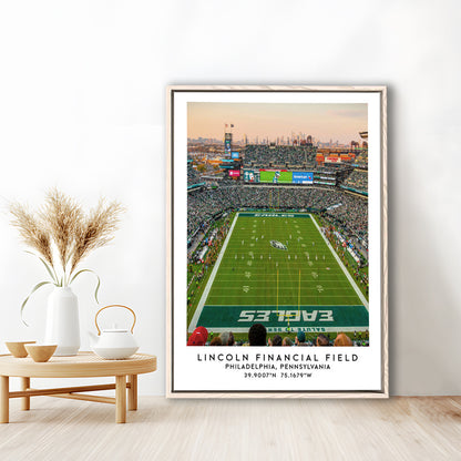 Lincoln Financial Field, Philadelphia Eagles Wall Art Print, Sport Art Print, Framed Canvas Prints Wall Art