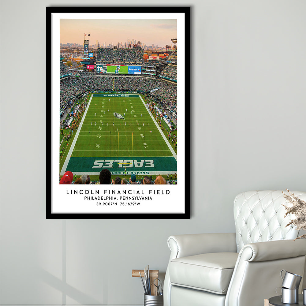 Lincoln Financial Field, Philadelphia Eagles Wall Art Print, Sport Art Print, Framed Art Prints Wall Decor