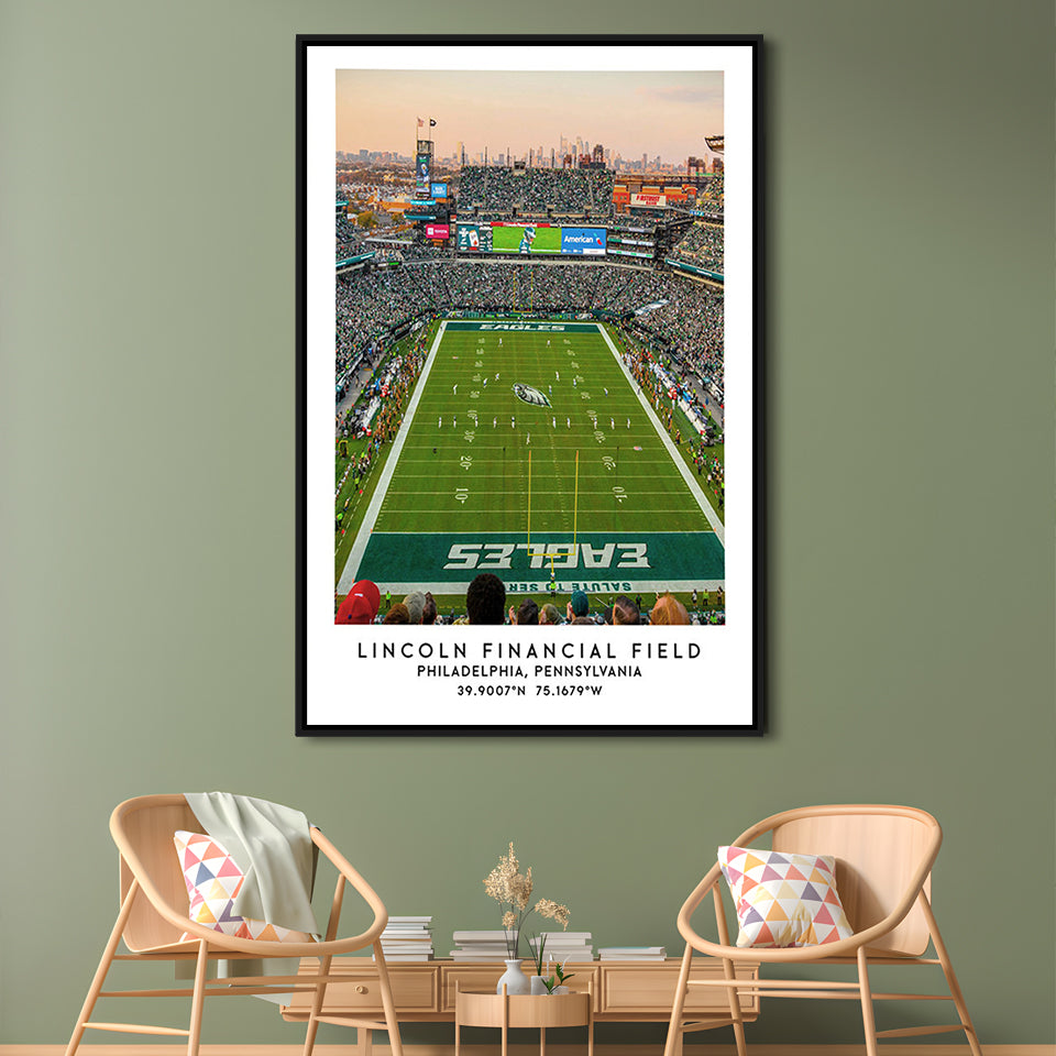 Lincoln Financial Field, Philadelphia Eagles Wall Art Print, Sport Art Print, Framed Canvas Prints Wall Art