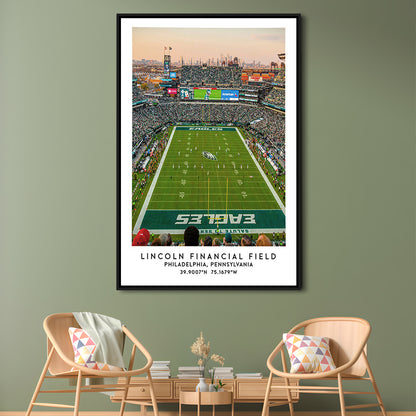 Lincoln Financial Field, Philadelphia Eagles Wall Art Print, Sport Art Print, Framed Canvas Prints Wall Art