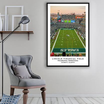 Lincoln Financial Field, Philadelphia Eagles Wall Art Print, Sport Art Print, Framed Canvas Prints Wall Art