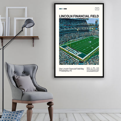 Lincoln Financial Field Print, Philadelphia Eagles Stadium Canvas Art, Man Cave Gift, Floating Framed Canvas Print Wall Art