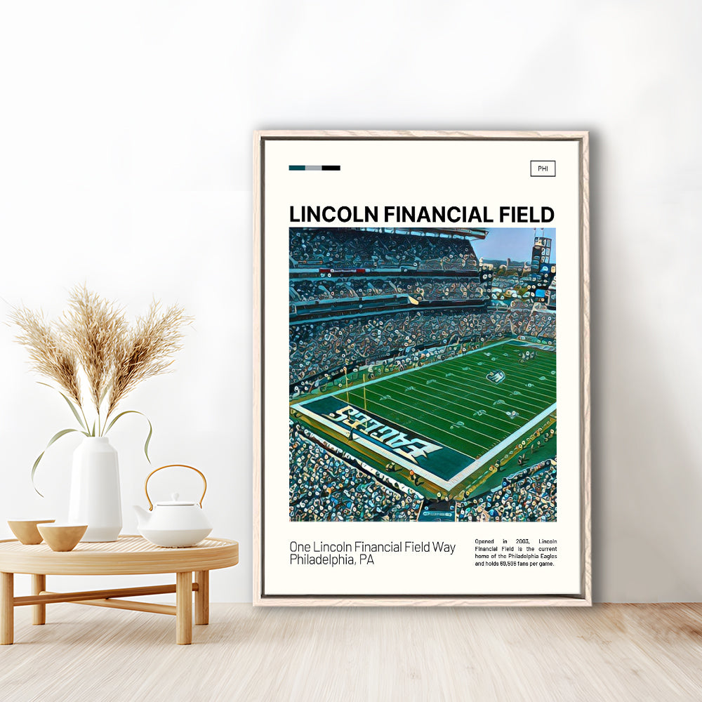 Lincoln Financial Field Print, Philadelphia Eagles Stadium Canvas Art, Man Cave Gift, Floating Framed Canvas Print Wall Art