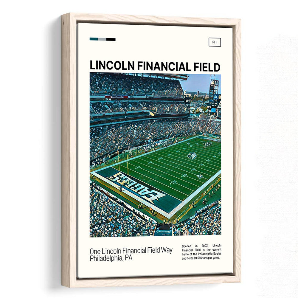 Lincoln Financial Field Print, Philadelphia Eagles Stadium Canvas Art, Man Cave Gift, Floating Framed Canvas Print Wall Art