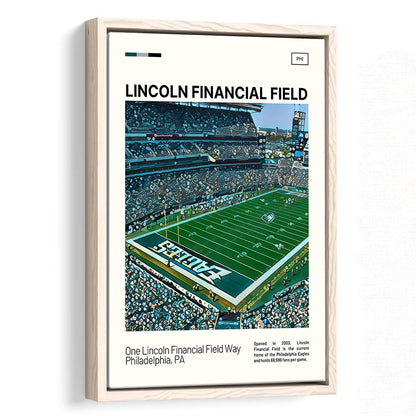 Lincoln Financial Field Print, Philadelphia Eagles Stadium Canvas Art, Man Cave Gift, Floating Framed Canvas Print Wall Art