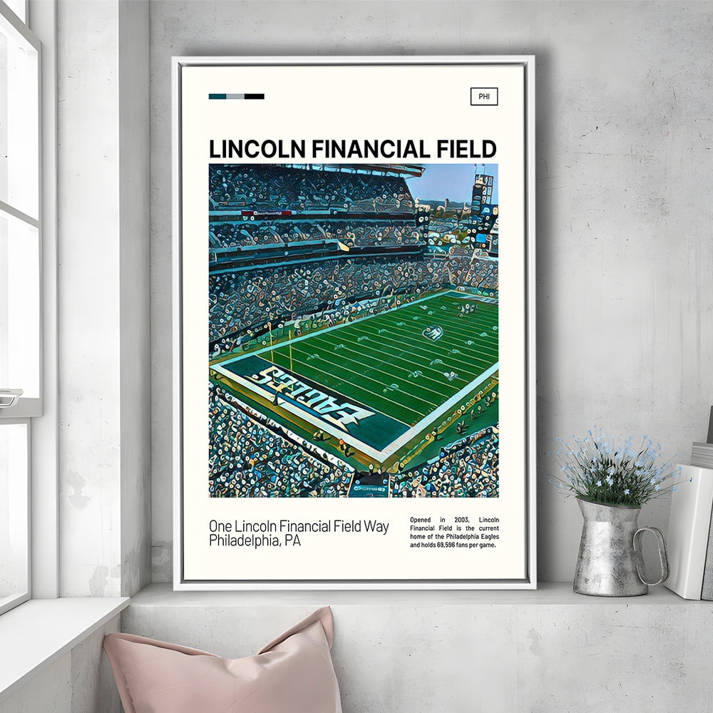Lincoln Financial Field Print, Philadelphia Eagles Stadium Canvas Art, Man Cave Gift, Floating Framed Canvas Print Wall Art
